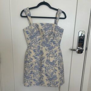 Blue White Floral Mini Dress Cottagecore Summer Dress NWT Size S